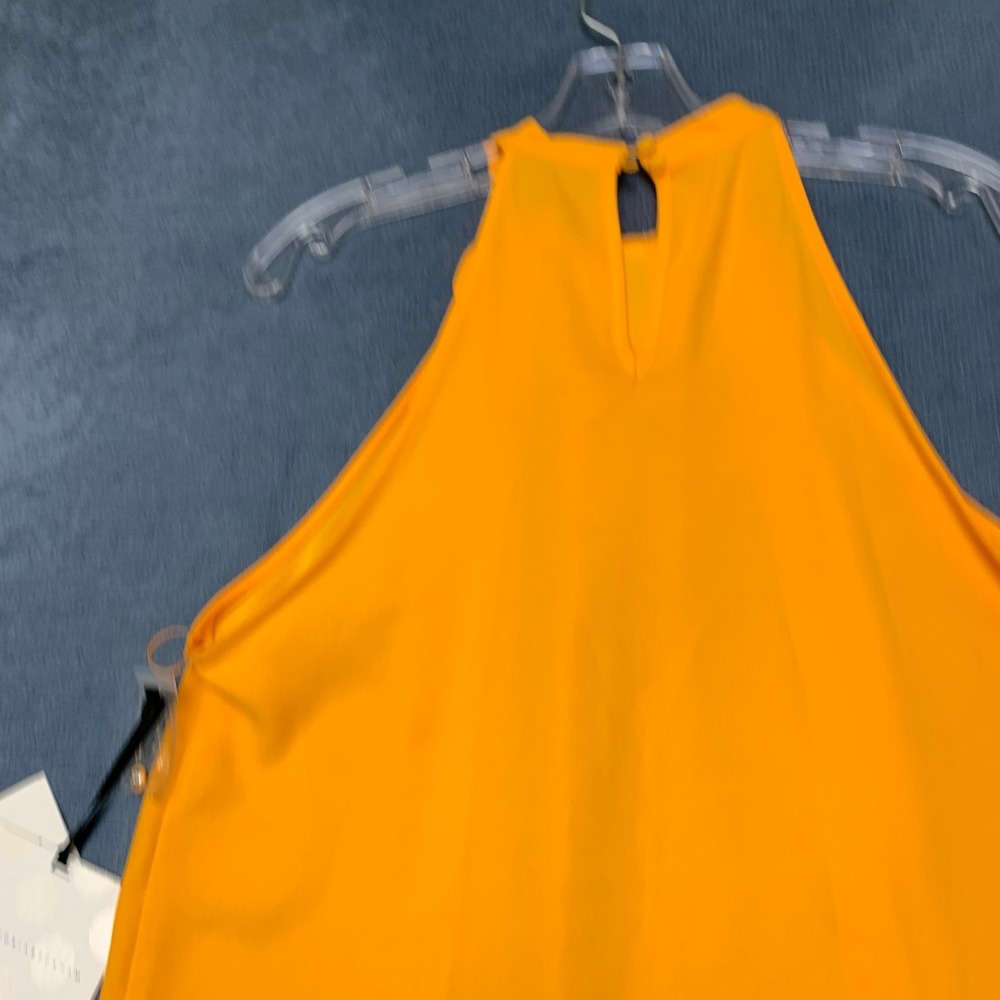 Victoria Beckham For Target Blouse Top Womens M Marigold High Neck Scallop Trim - Picture 13 of 15